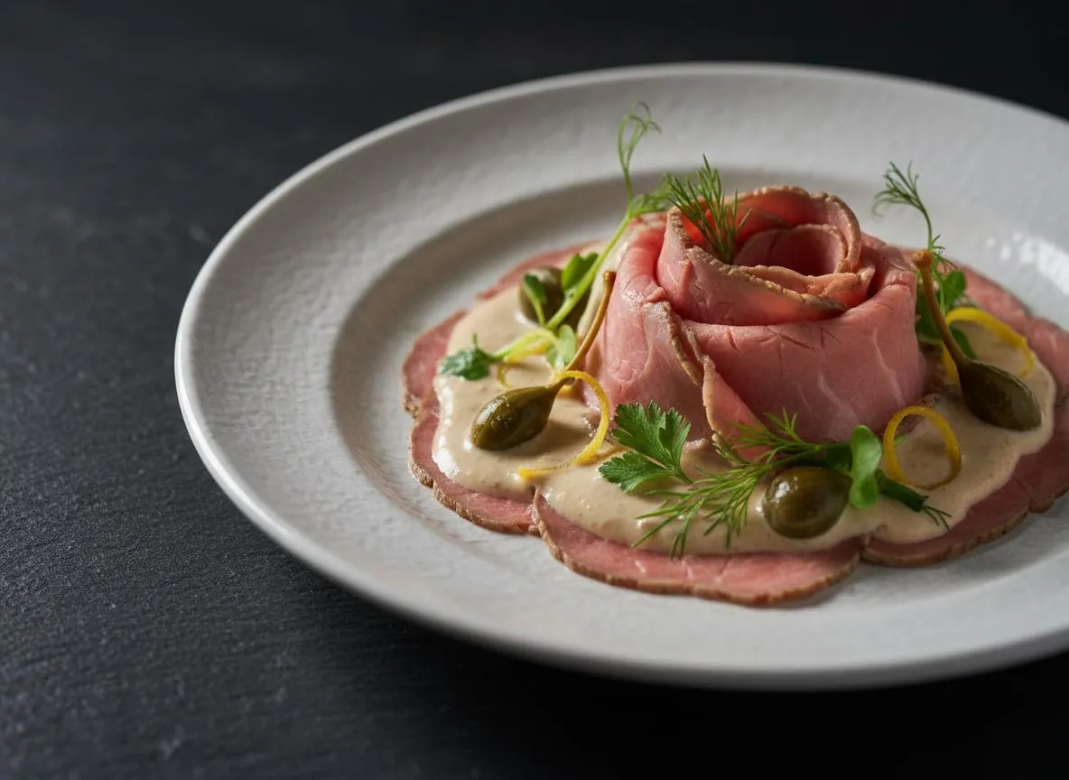 Vitello tonnato con capperi, salsa tonnata e scorza di limone